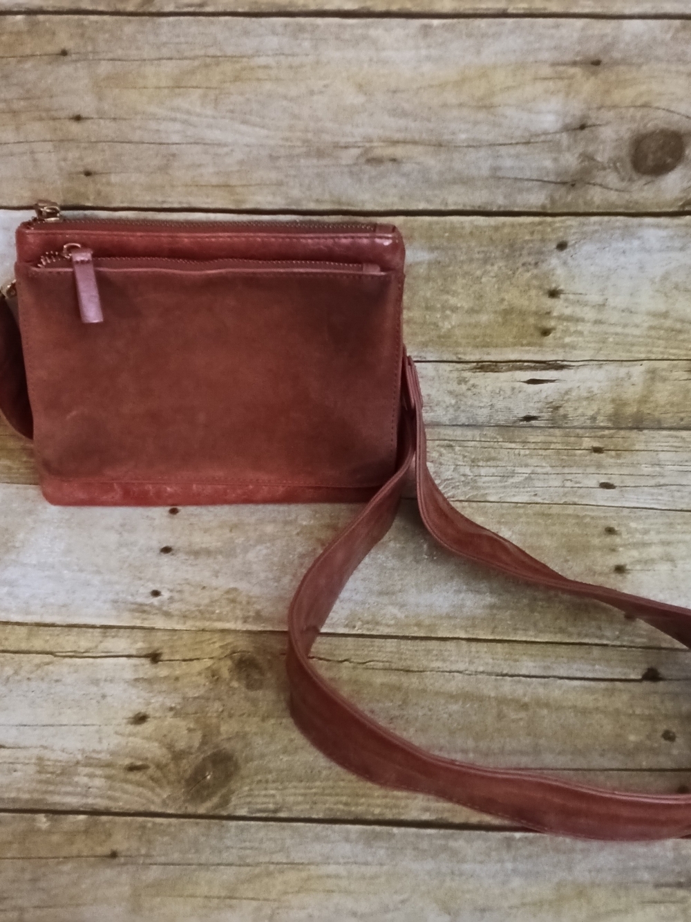 Anthropologie Leather Crossbody in Deep Brick Red